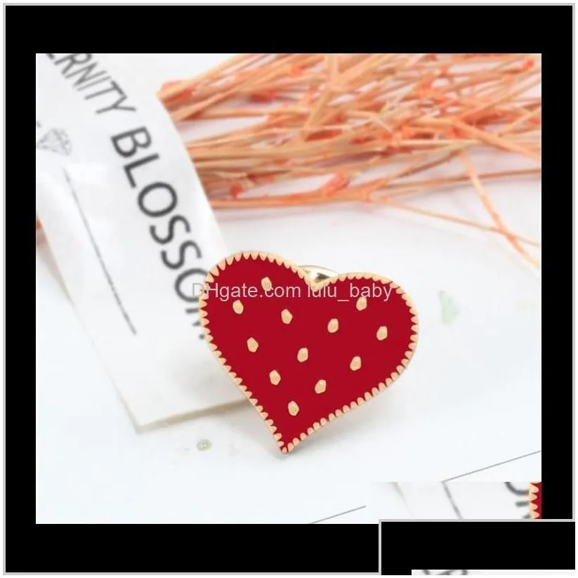 Pins Brooches Drop Delivery 2021 Cartoon Red Big Small Heart Enamel Pins Cute Women Brooch Denim Jackets Lapel Pin Decoration Badge