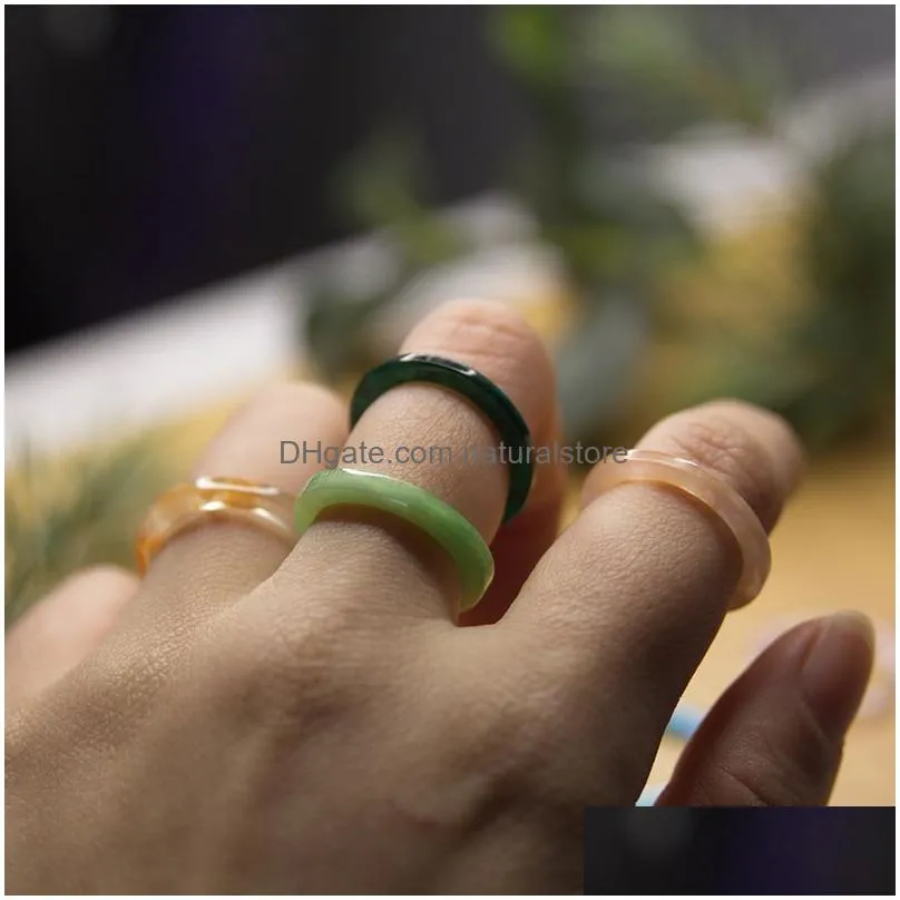 colorful transparent band rings acrylic geometric round marble pattern ring resin acetate board rings for women girls jewelry