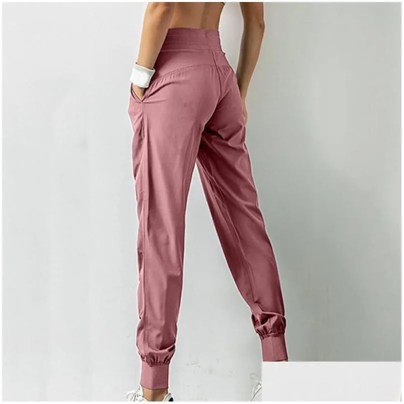 womens pants capris tatting fabric drawstring running sport joggers women quick dry athletic fitness sweatpants with two side pockets