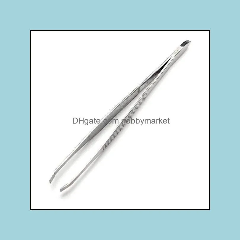 Stainless steel eyebrow tweezers hair removal clip beauty tool silver