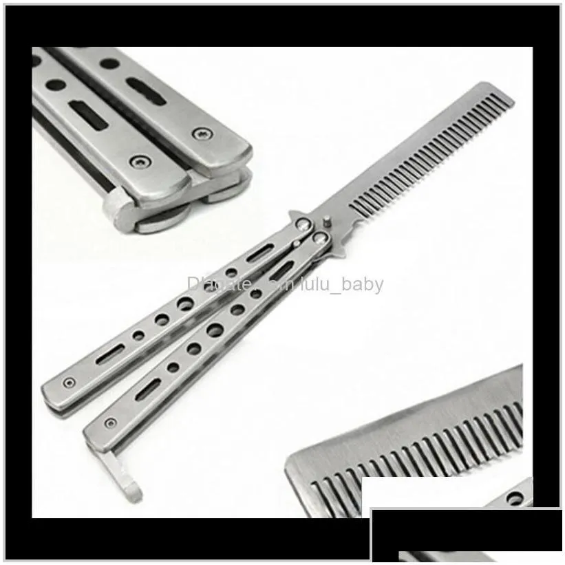 100Pcs Fashion Delicate Pro Salon Stainless Steel Folding Training Butterfly Practice Style Knife Comb Tool Jwgde Djlet