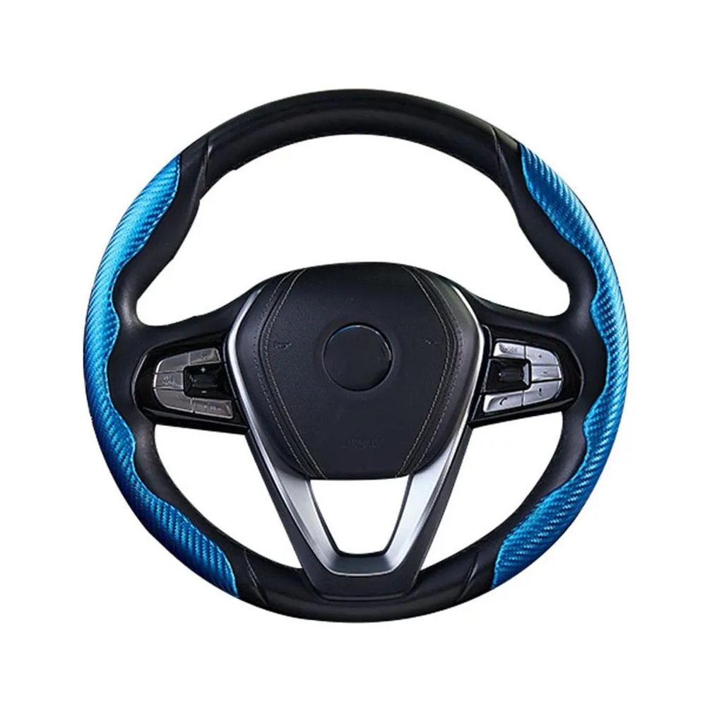 1pair universal car steering wheel booster cover carbon fiber look non-slip interior decoration accessories for auto deco