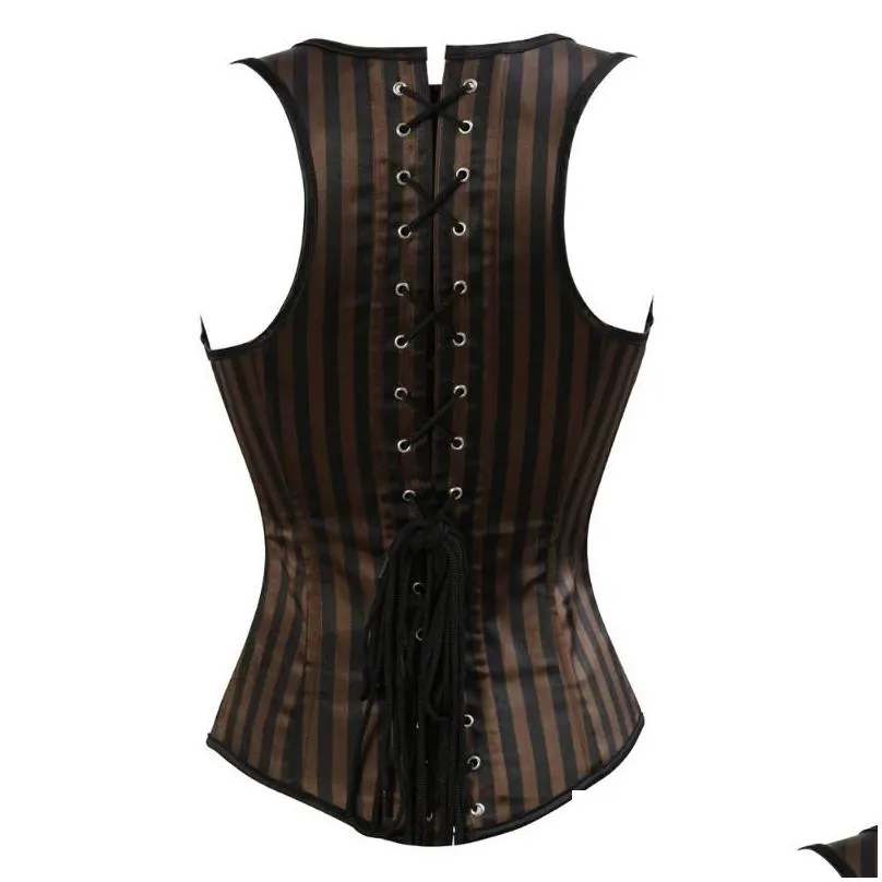 bustiers corsets steampunk underbust corset vest women leather spliced gothic top burlesque body shaper pirate costume plus s-6x