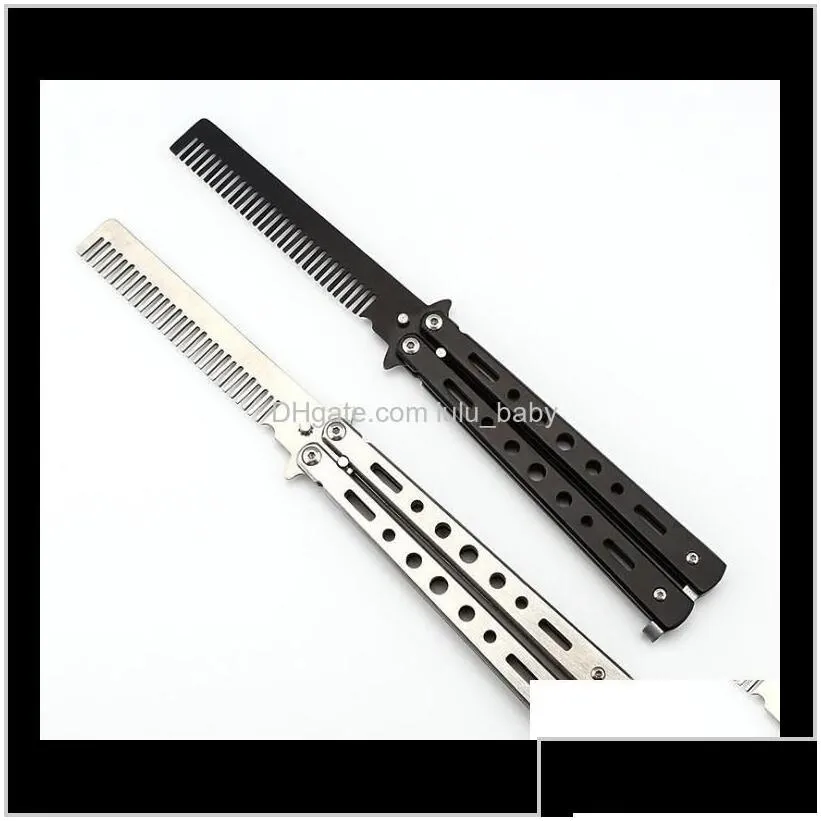 100Pcs Fashion Delicate Pro Salon Stainless Steel Folding Training Butterfly Practice Style Knife Comb Tool Jwgde Djlet