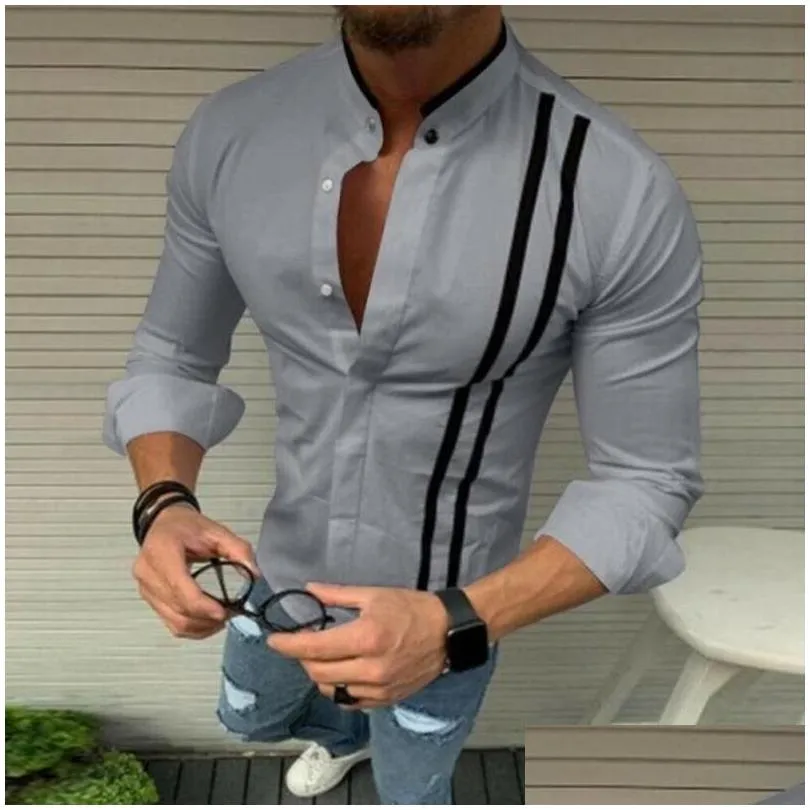 shirt fashion stylish black white striped shirt mens casual dress shirts long sleeve button slim fit shirts