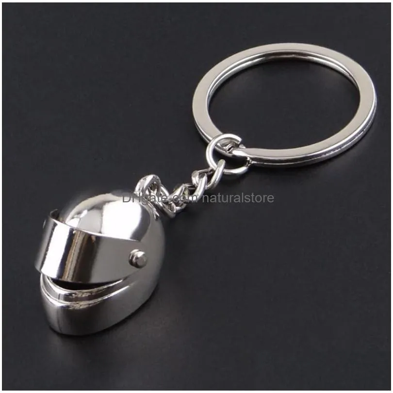 personality metal motorcycle helmet key chains fashion stereo safety auto bag car keychain gift jewelry