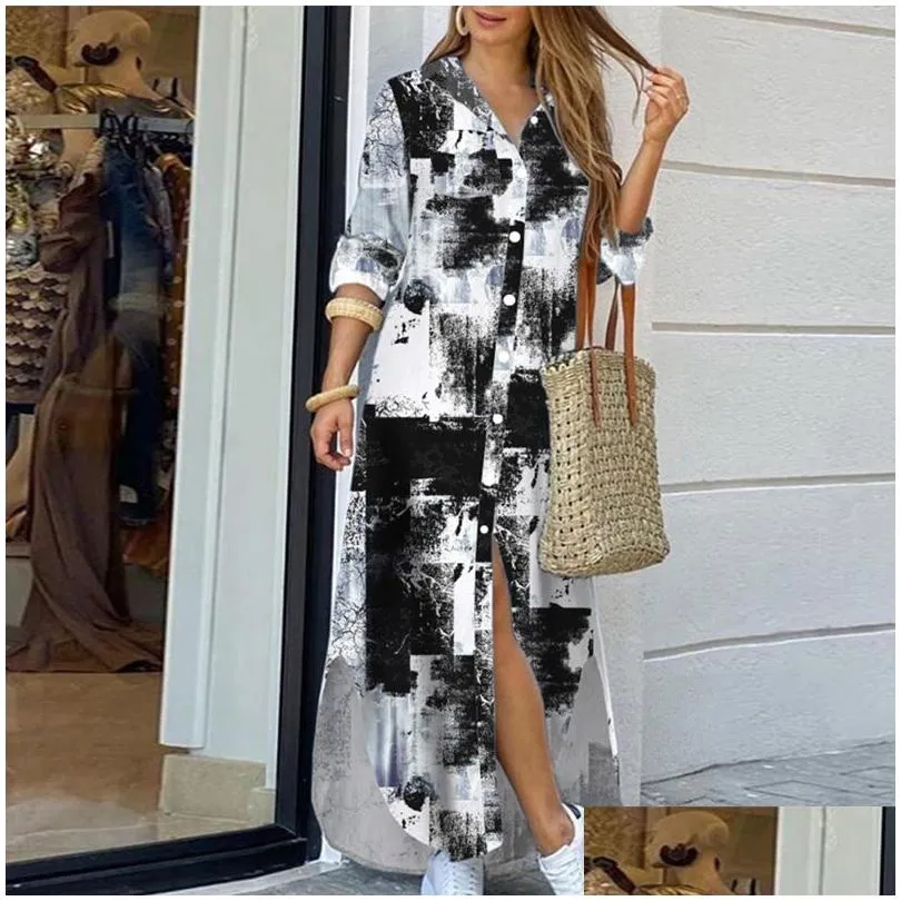 floral designer dress woman blue white midi dresses high quality fashion australian style beach party clothes with adjust long sleeve chic office casual