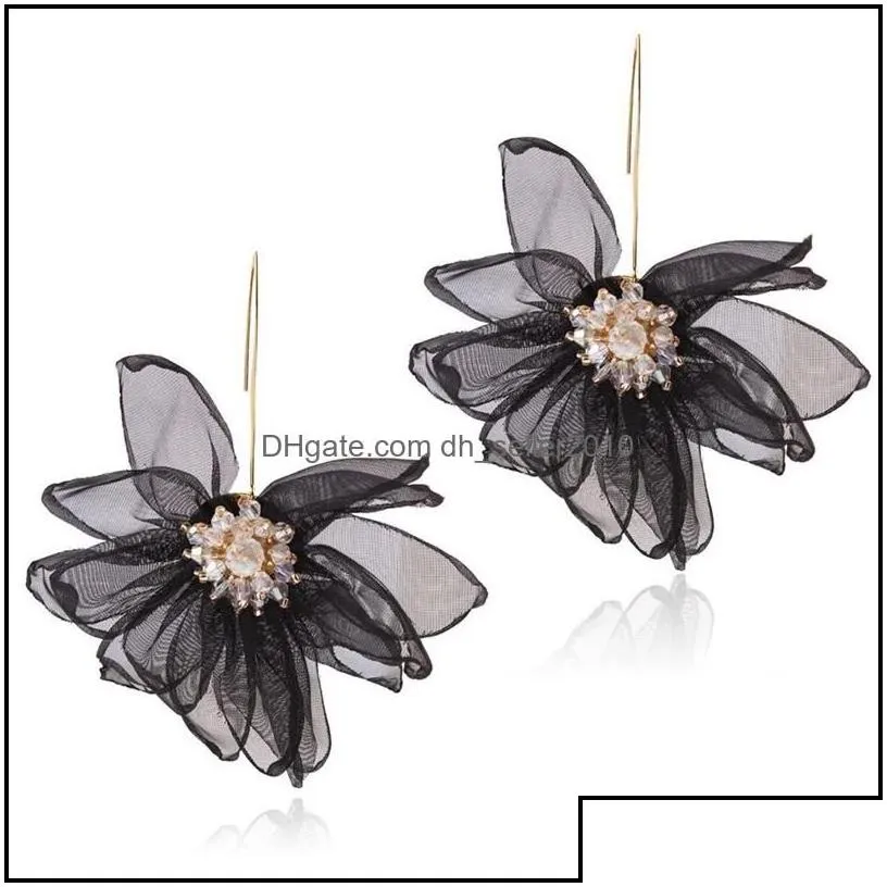 Other Holiday Wind Fairy Air Cloth Art Big Petal Flower Earrings Forest Female Korean Temperament  448 Z2 Drop Delivery 2022 Jew
