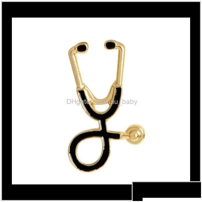 Pins Drop Delivery 2021 High Quality 2 Style Brooches Doctor Nurse Stethoscope Brooch Medical Jewelry Enamel Pin Denim Jackets Collar