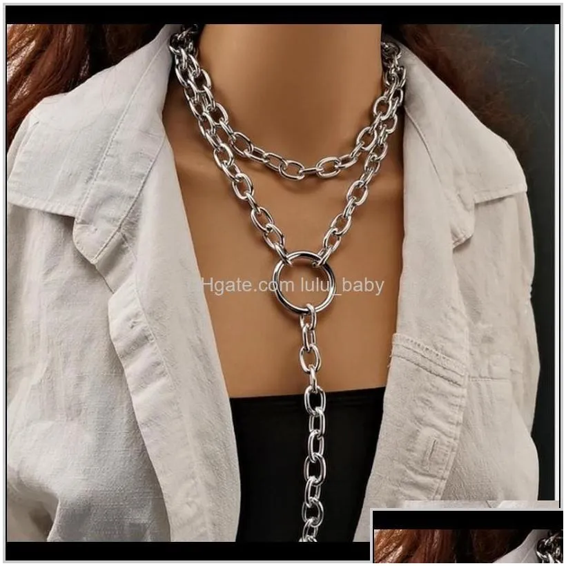 Jewelry Punk Exaggerated Long Ring Multilayer Personalized Thick Chain Peach Heart Hip Hop Necklace Rv0Ea Pendant Necklaces Mp5Jf