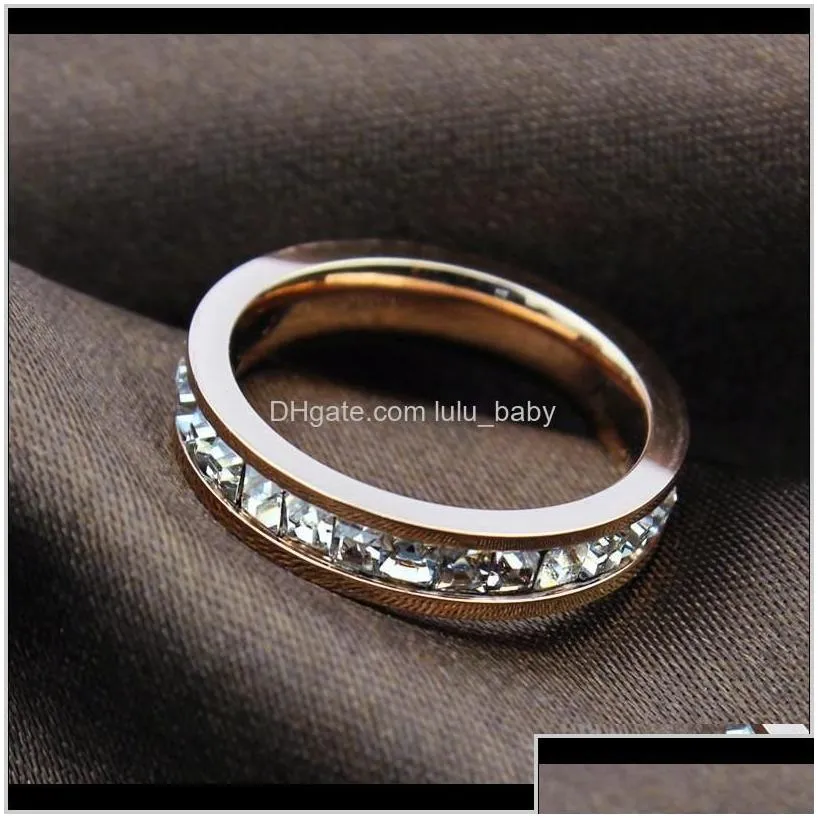 Band Drop Delivery 2021 Geometric Design Fashion Wedding Rose Gold Ring Titanium Steel Rings For Women Summer Engagement Jewelry R044