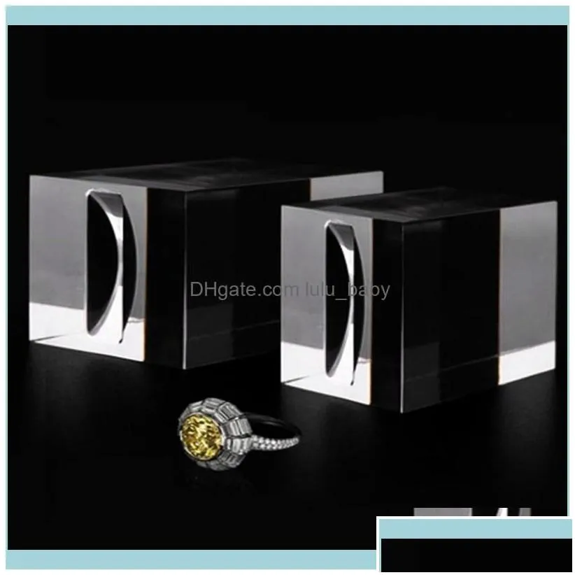 Jewelry Packaging Jewelryjewelry Pouches Bags Solid Acrylic Finger Ring Display Slot Stand Holder Jewellery Showcase Countertop Drop