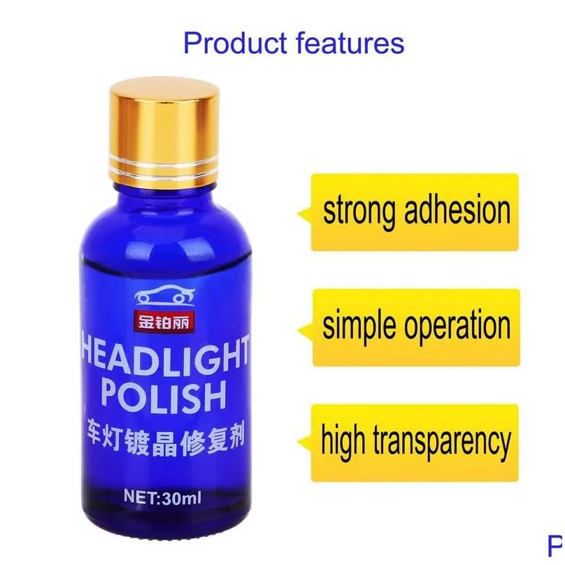 car care kit 30ml auto headlight repair tool restoration oxidation rearview glass liquid polish headlamp polishing anti-scratch coat