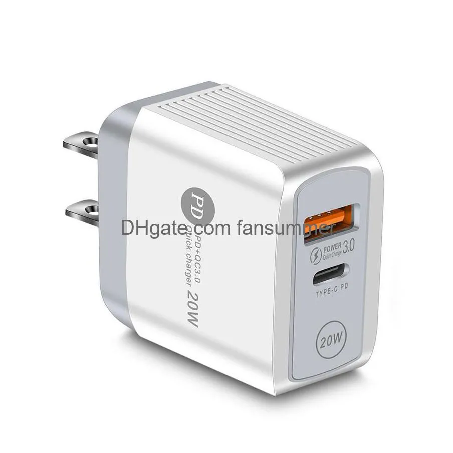 cell phone chargers 20w quick charge wall power adapter usb c pd type-c  qc3.0 fast charging for fruit 14 13 12 11 samsung xiaomi phone