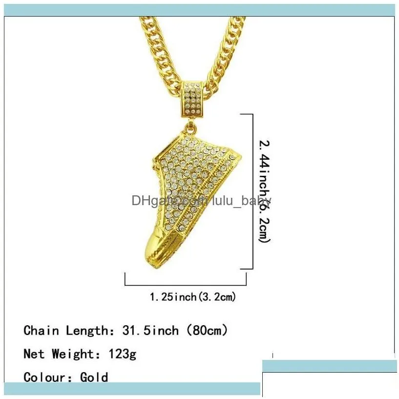 Pendant Pendants Jewelrypendant Necklaces Luxurious Crystal Zircon Shoe Shape & For Women Men Hip Hop Gold Color Fashion Chain Jewelry