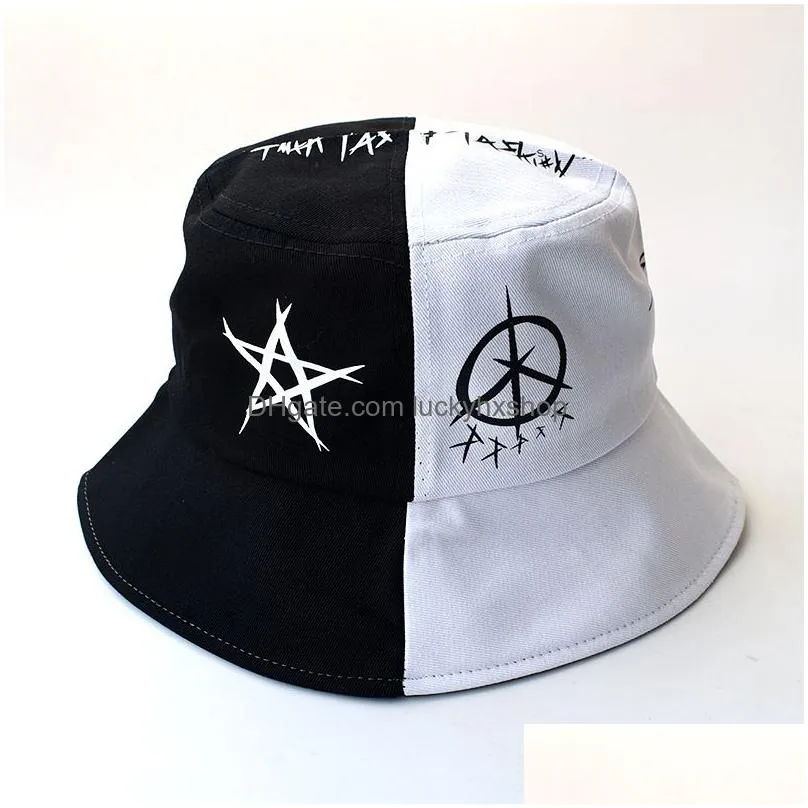 unisex stingy brim fisherman hat old newspaper pattern printed basin street trend sun cap harajuku bucket outdoor hip-hop hats