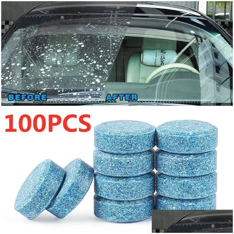 100pcs car window washing effervescent tablets solid cleaning car windshield washer fluid glass toilet cleaning car accessories