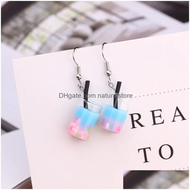 personality charm earring for women glass handmade cute girls gift ice cream fun drink cup earrings european and american