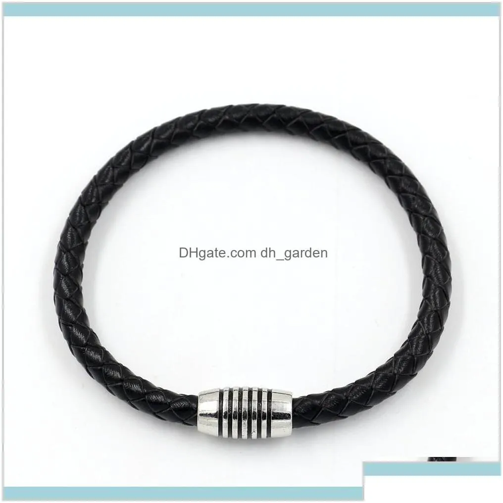 Weave Leather Silver Gold Magnetic Clasp Braid Wristband Cuff Women Men Fashion Jewelry Will And Sandy Drop Ship Q7Dwe Charm Bracelets