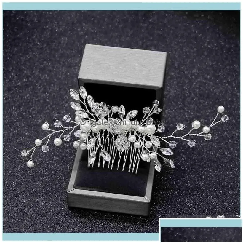 Headbands Jewelryelegant Wedding Combs For Bride Crystal Rhinestones Pearls Women Pins Bridal Headpiece Hair Jewelry Aessories Drop