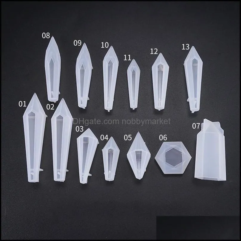 Silicone Resin Mold Pendulum Long Pointed Crystal Pendant Molds with Hole Epoxy Resin Charm Pendants Jewlery Making Tools