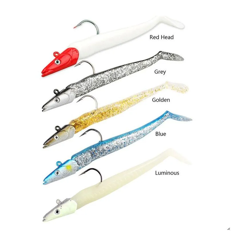  arrived 10cm 10g glow eel soft lure wobbler artificial bait silicone sea bass pike rockfish grouper carp fishing lead jig head