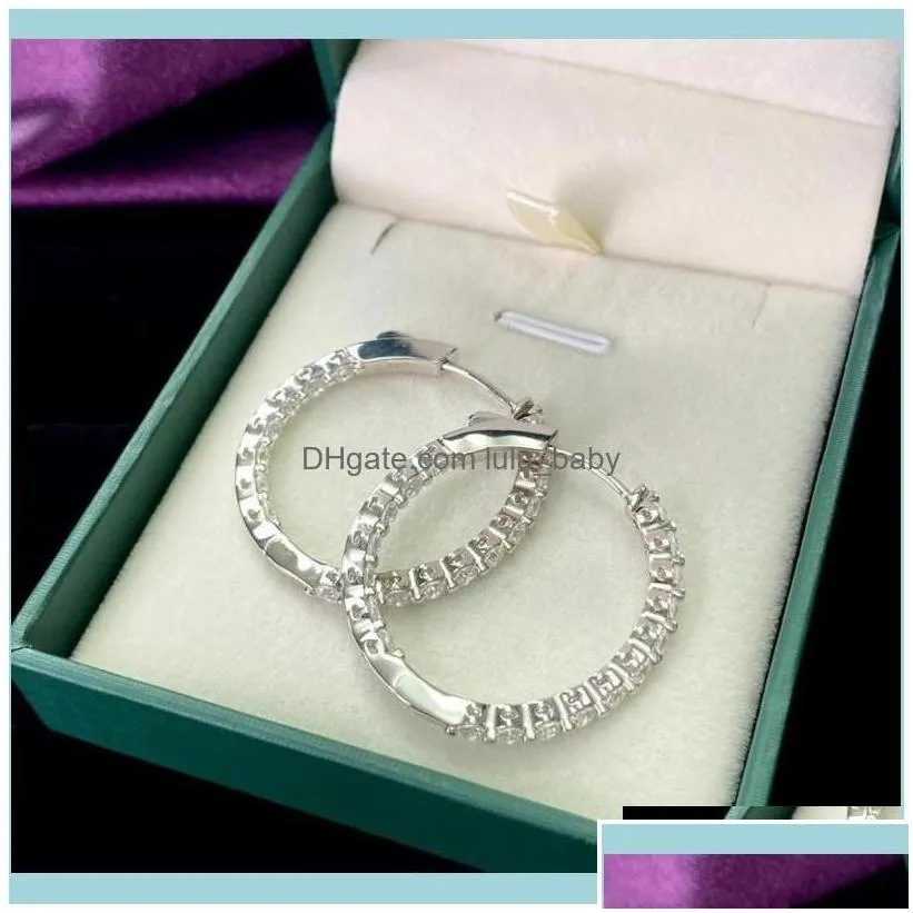 Jewelrywong Rain Luxury 100% 925 Sterling Sier Created Moissanite Gemstone Hoop Earrings Wedding Engagement Fine Jewelry Wholesale & Hie