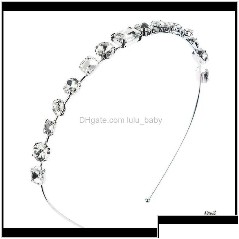 Simple Style Womens Ultranarrow Round Water Drop Shape Rectangular Colored Glass Diamond Tfpd5 Headbands Nmiex