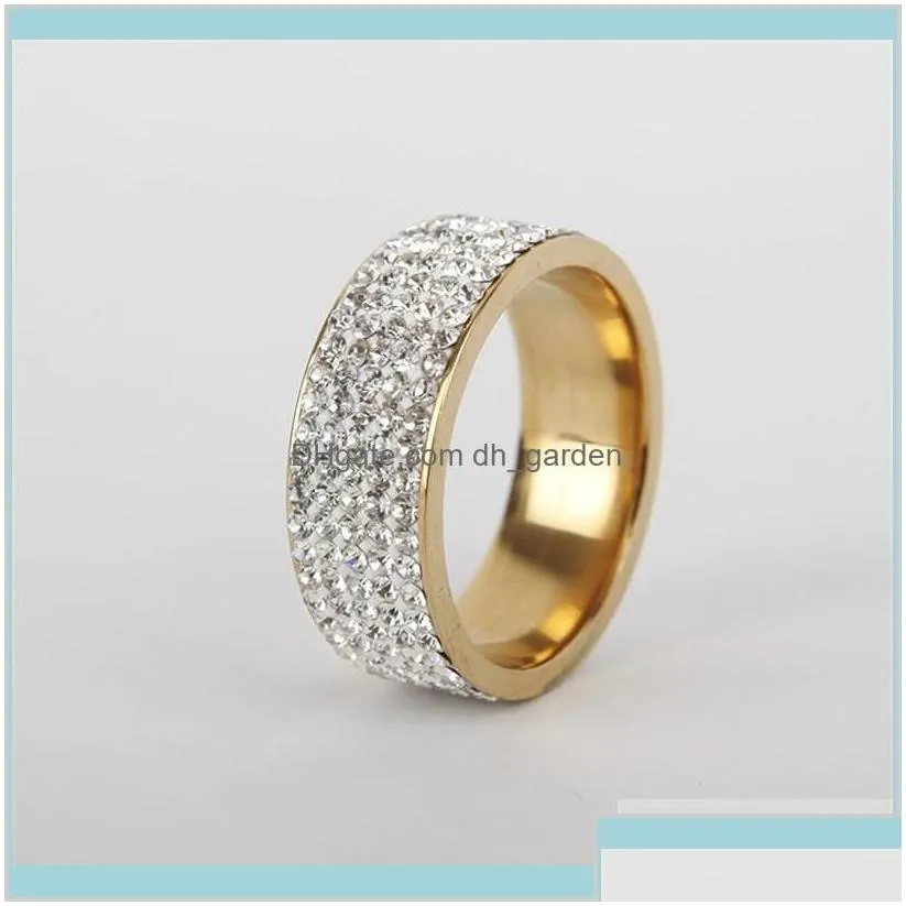 Fashion Stainless Steel 5 Rows Gold Color Crystal Wedding For Women Men Jelwery Accessories Papeh Band Rzytk