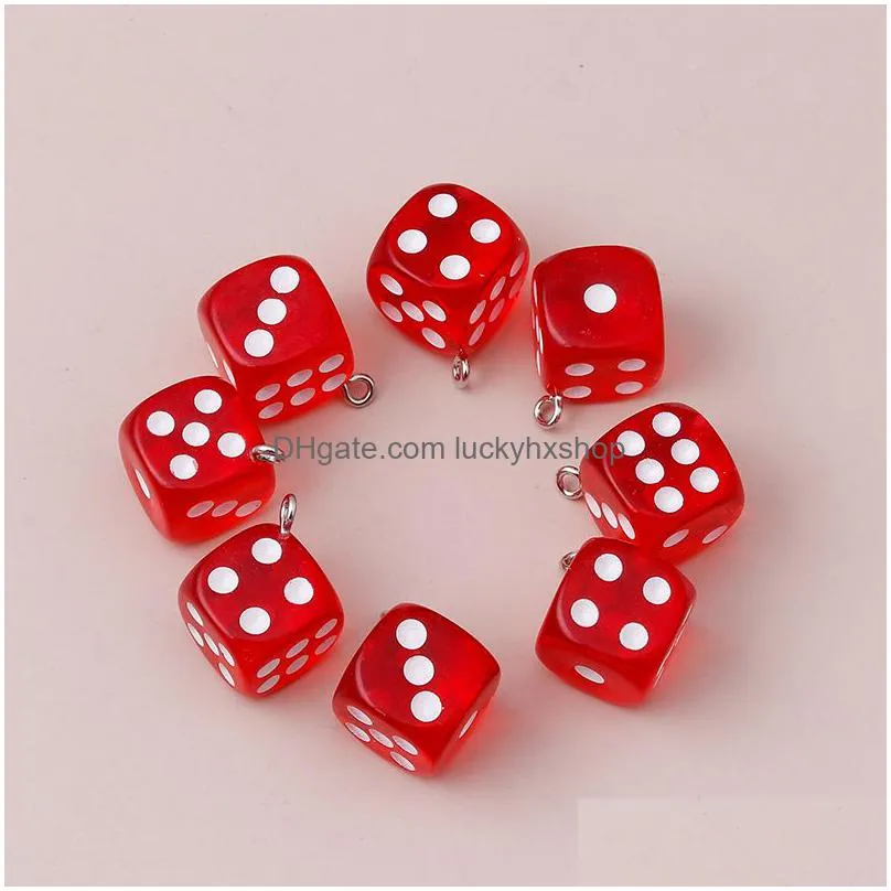 3d dice pendants 10pcs/lot charms for making jewelry findings crafting cute earrings necklaces multi color handmade accessories 14 x