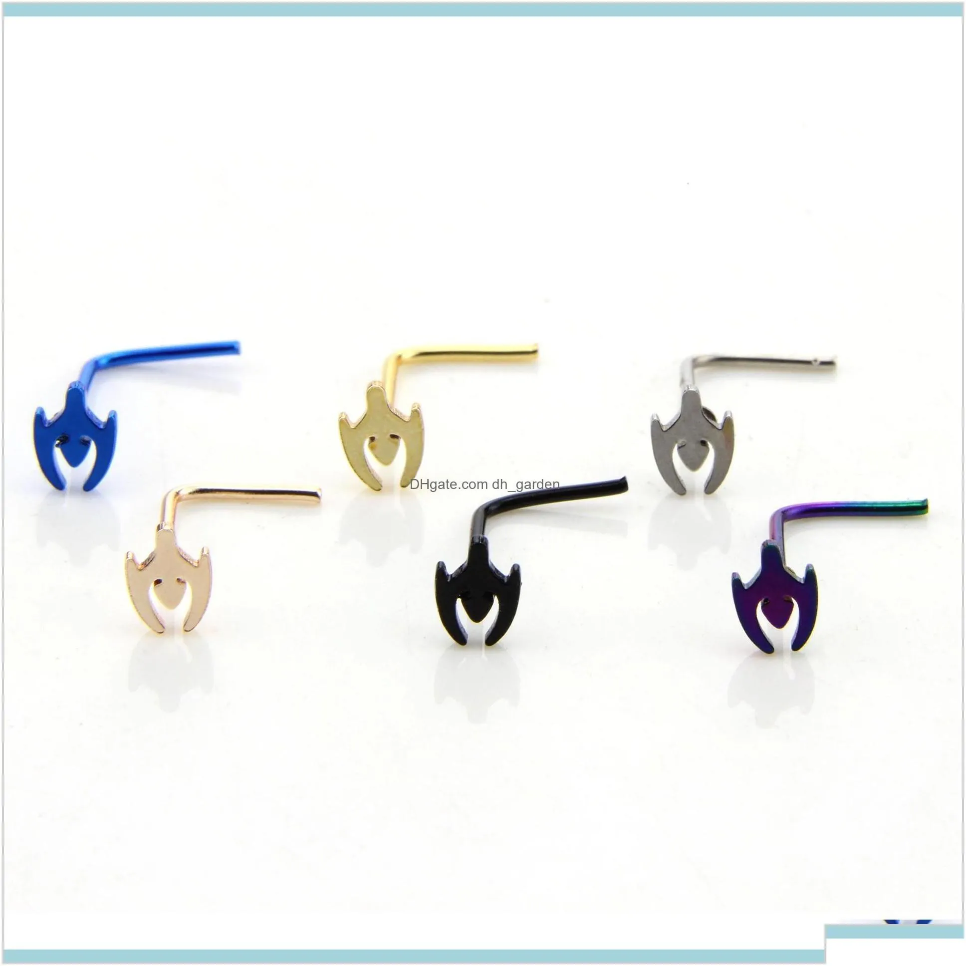 8 Styles 316L Surgical Steel L Shaped Stud Maple Spider Skull Head Ring Piercing 6Pcs Lot Xlxyl Rings Studs Ax1Gr