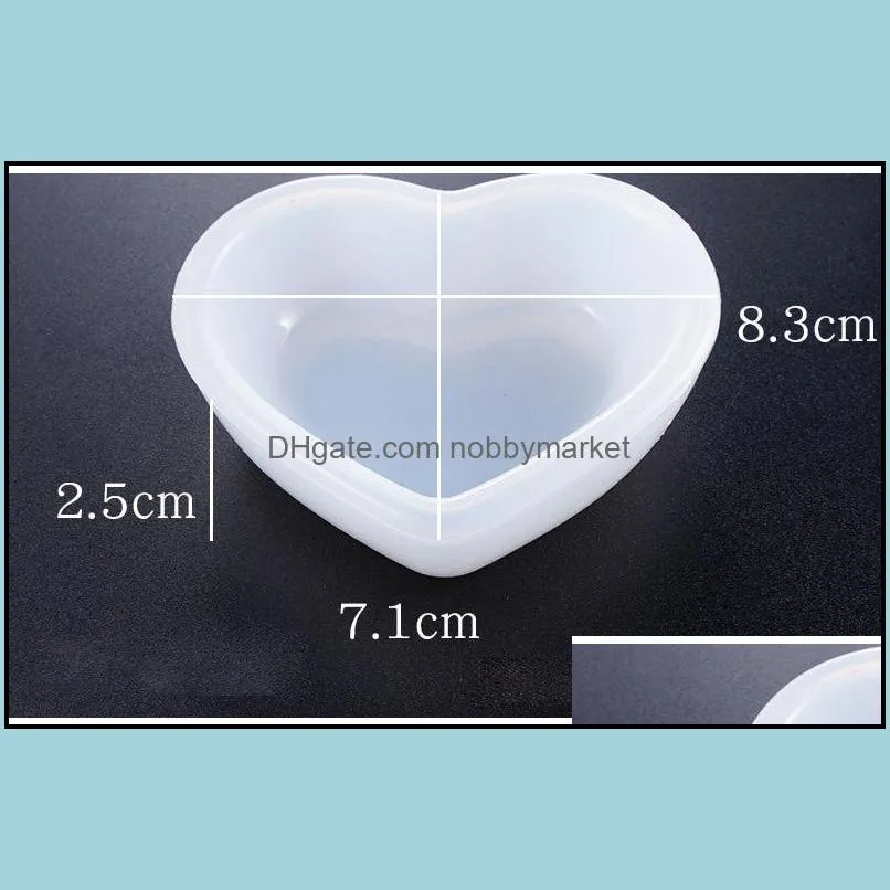 Heart Square Plate Silicone Mold Dish Mould For Jewelry Resin Handmade DIY Epoxy Resin Molds Mini Beads Container