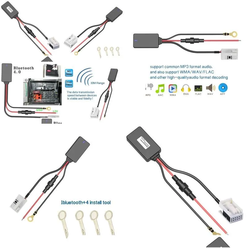 bluetooth car kit 12pin 12v adapter aux cable for w169 w245 w203 w209 w164 w221 hands wireless auto 4.0