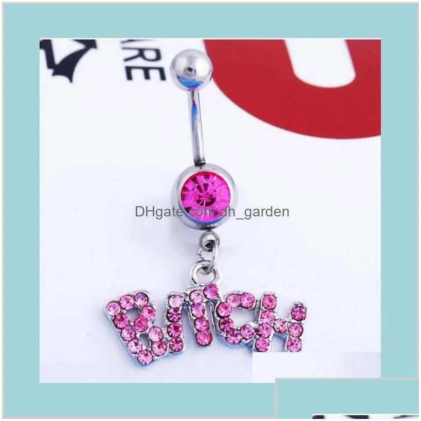 Silverpink Sexy Crystal Body Piercing Surgical Belly Ring Jewelry Bar Fgjat Bell Rings Ajhpd