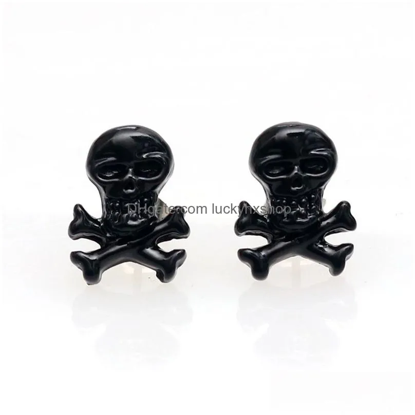 hip hop punk rock men women retro skull stud earrings couple party decoration earrings halloween gift wholesale 1 pair