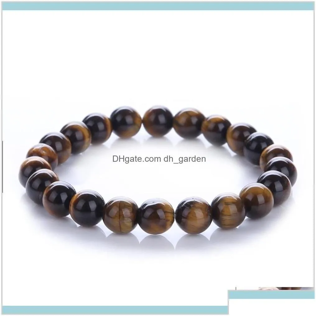 Beaded Strands 8Mm Natural Stone Beads Bracelet Crystal Amethyst Turquoise Tiger Eye Bracelets For Women Men Fashion Jewelry Will And