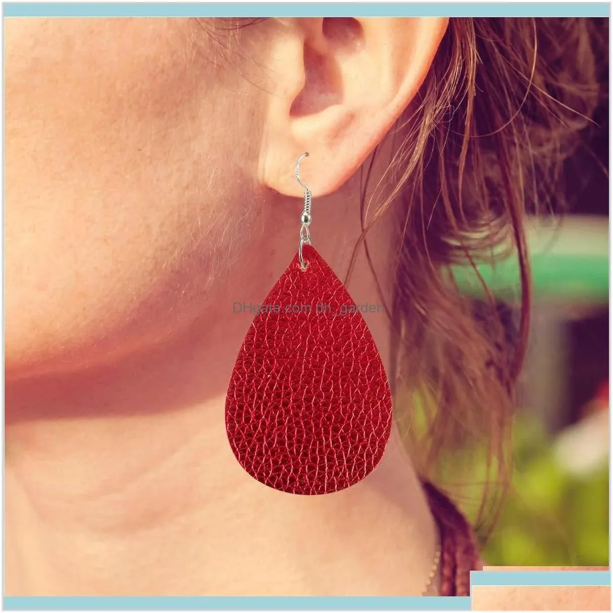 Fashion Doublesided Relief Pu Leather Earring For Women Waterdrop Colorful Simple Long Earrings Charm Christmas Gift Bhp Chandelier