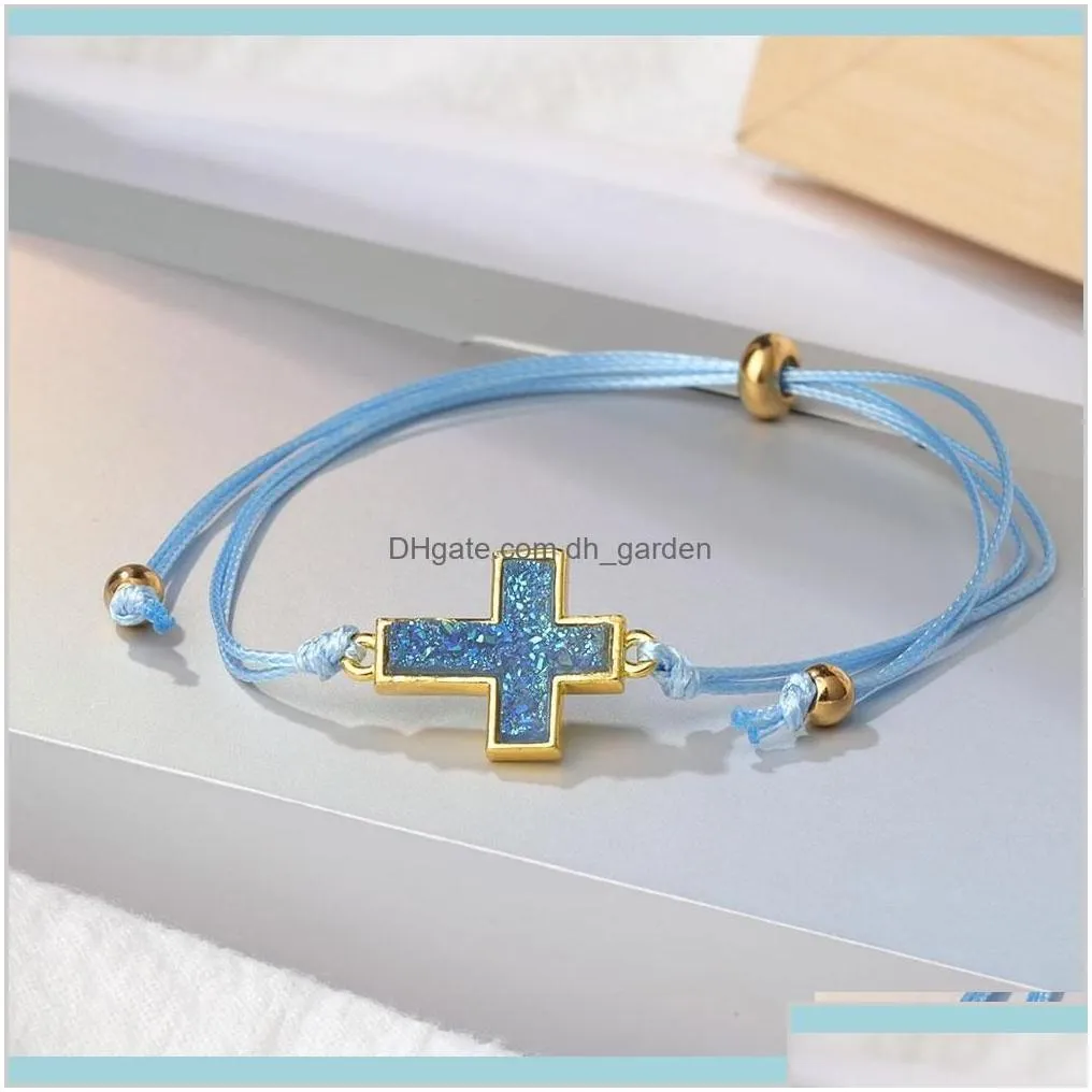 Simple Cross Bracelet Adjustable Braid Lucky String Rope For Women Men Children Handmade Jewelry Gbj1L Charm Bijdu