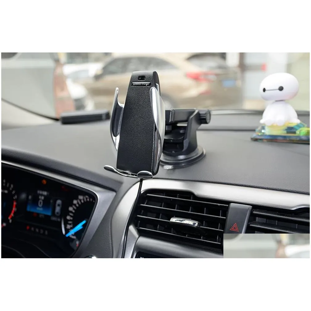 s5 wireless car  10w automatic clamping fast charging phone 360 degree rotation in car for iphone  samsung smart phone