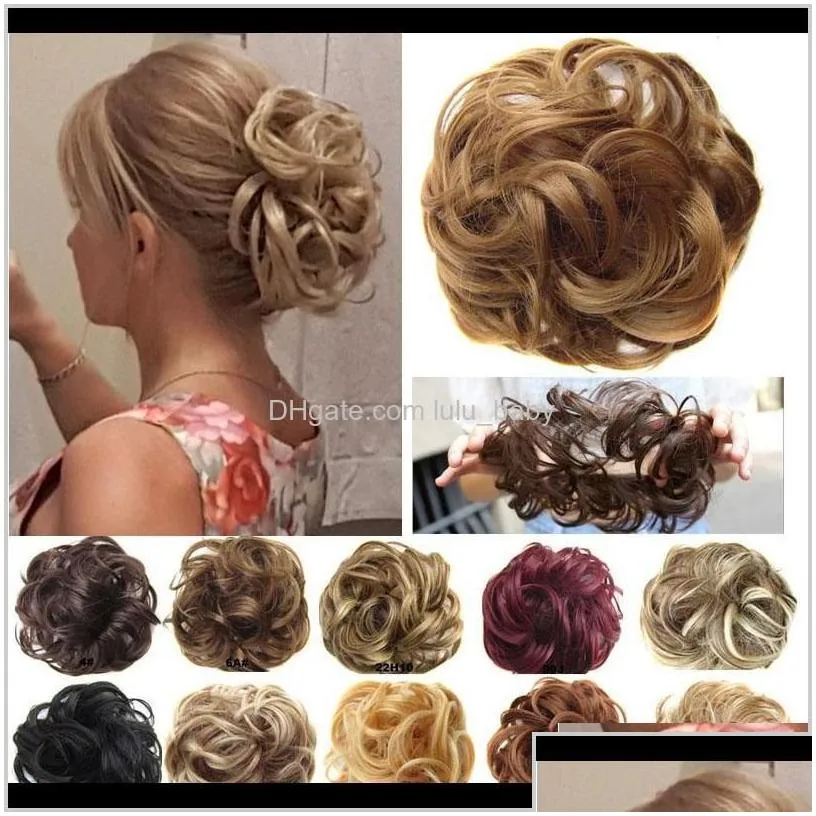 Elastic Hairpiece Curly Messy Bun Mix Gray Natural Synthetic Hair Extension Chic And Trendy Br5F9 Chignons Mtqpk