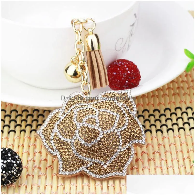 diamond painting key rings rose full drill special shaped women bag decoration pendant ornament keychain gift