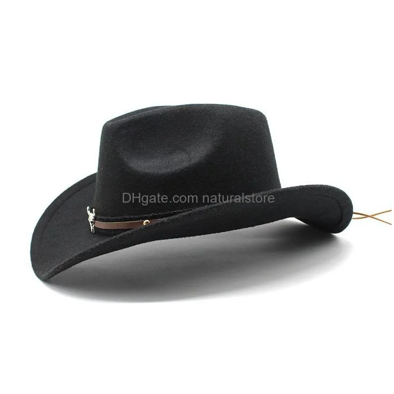 classic retro men women wool western  hat wide brim sun hat party travel outdoor cap