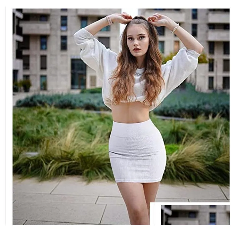 skirts women sexy basic high waisted bodycon mini skirt stretchy solid color tight pencil short clubwear