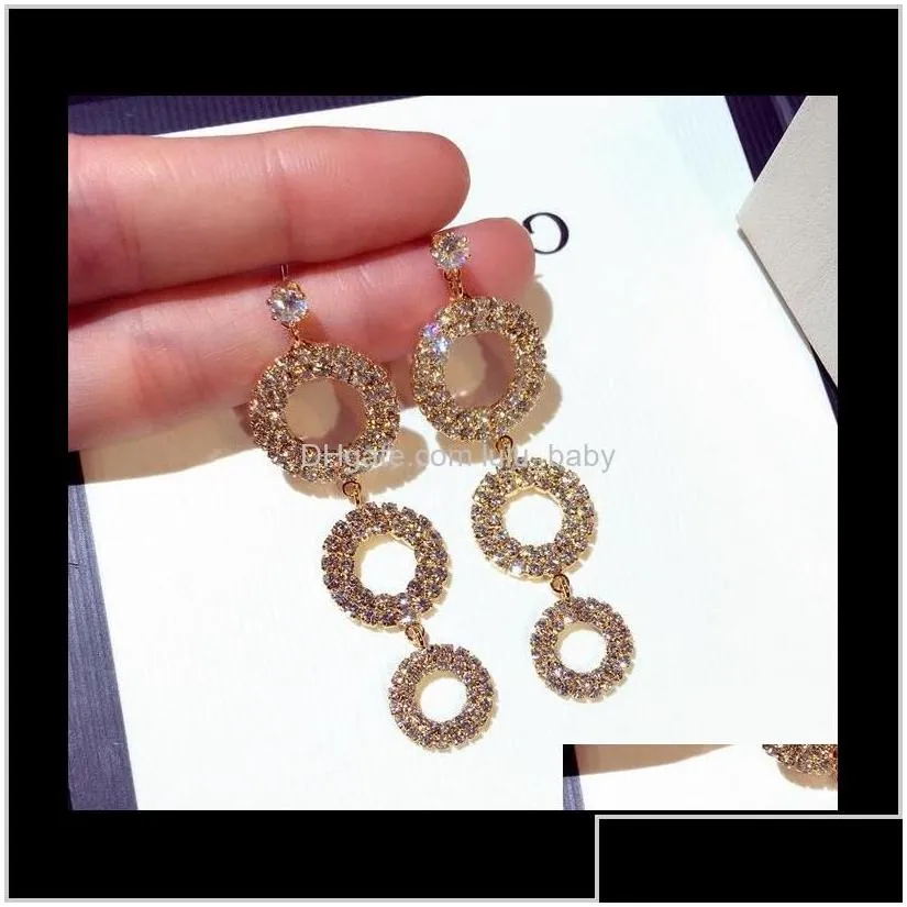 Super Glittering Ins Trendy Fashion Designer Luxury Diamond Zircon Multi Circles Dangle Chandelier Earrings For Woman Girls X9Cmf