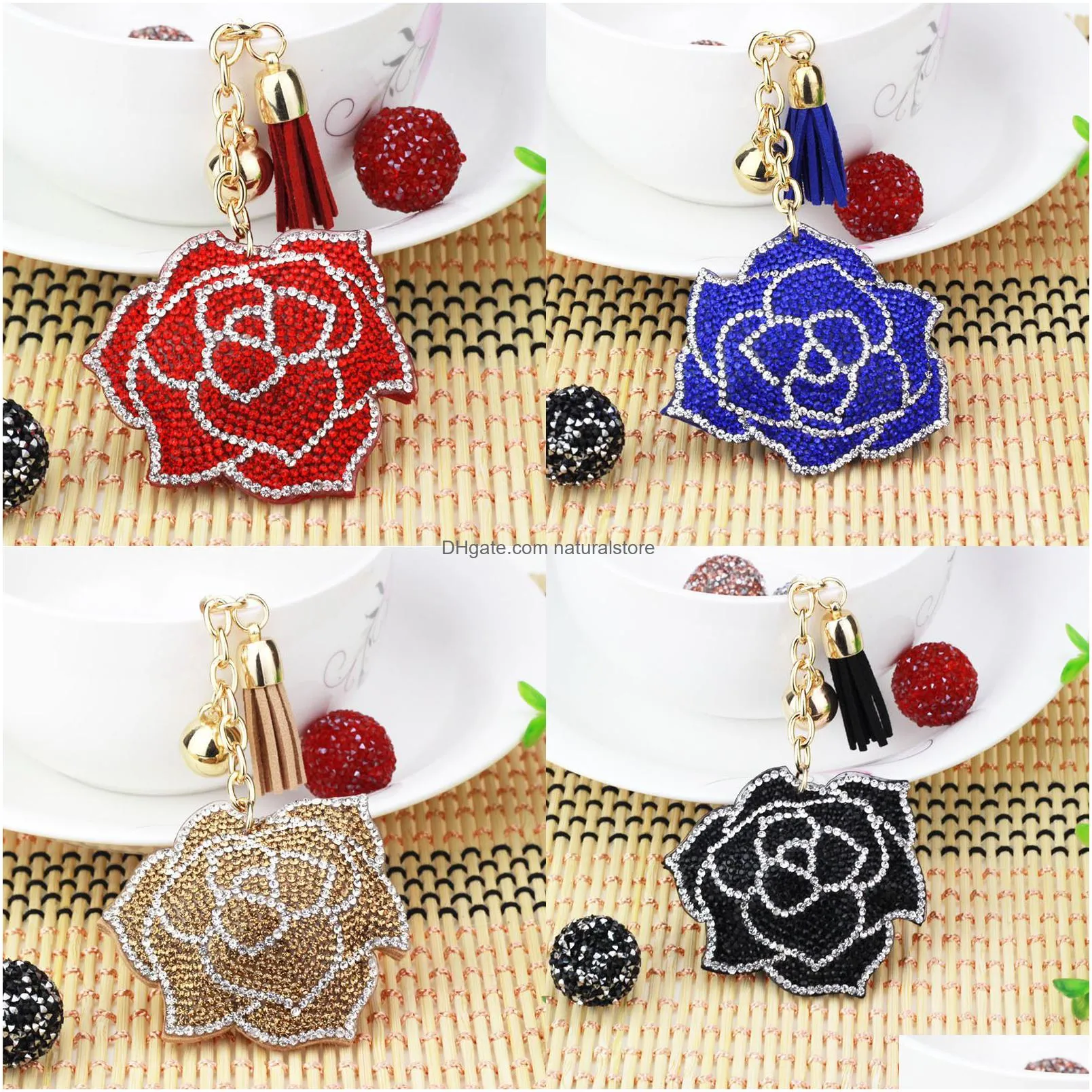 diamond painting key rings rose full drill special shaped women bag decoration pendant ornament keychain gift