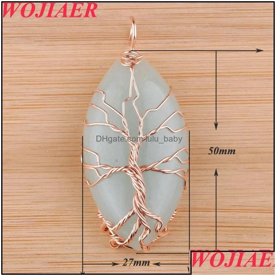 Pendant Necklaces Natural Stone Tree Of Life Pendants Rose Gold Wire Wrap Amethysts Opal Women Men Charm Jewelry Bo920 Drop Lulubaby