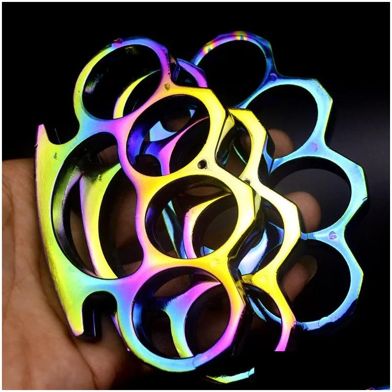 beautiful color metal knuckle duster four finger tiger fist buckle outdoor camping safety defense pocket edc tool