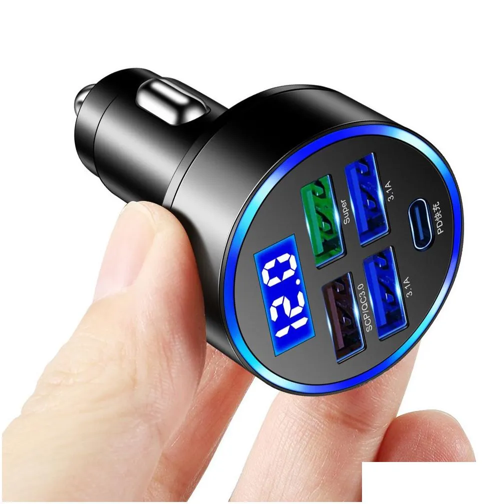 4 ports usb 150w car  fast charging pd quick charge 3.0 usb type c car phone  adapter