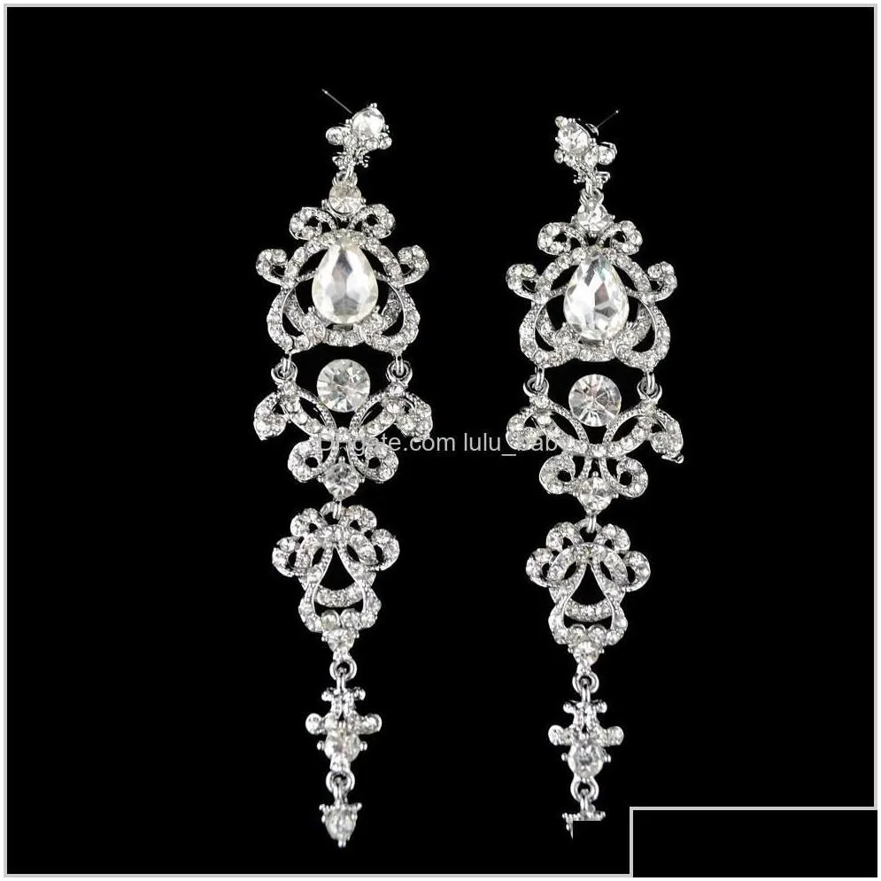 European Style Silver Plated Alloy Crystal Rhinestone Dangle Earrings Wny4V Charm Glvtk