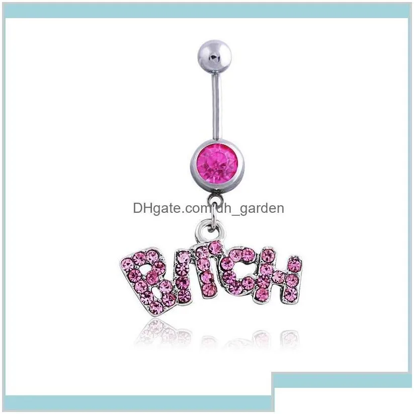 Silverpink Sexy Crystal Body Piercing Surgical Belly Ring Jewelry Bar Fgjat Bell Rings Ajhpd